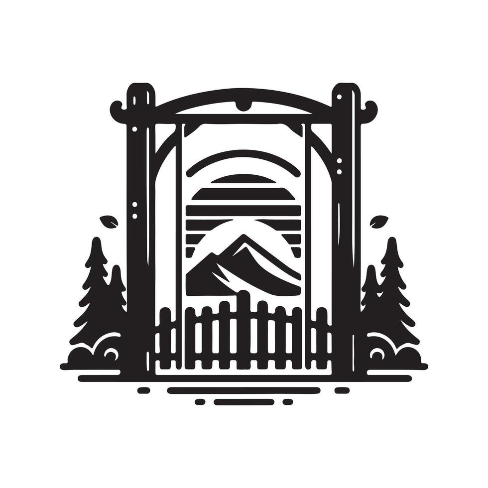 Premium Swing Gate Silhouette Vectors for Professional Branding