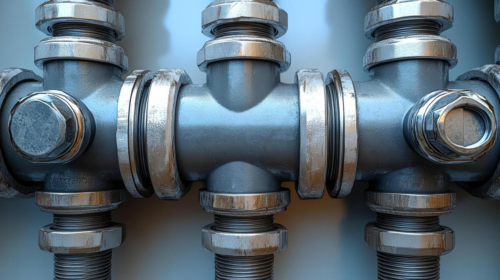 Close-up of water pipes in the room photo