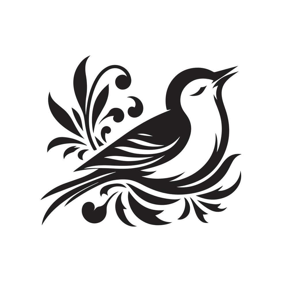 Elegant Nightingale Silhouette Vectors for Custom Graphic Design