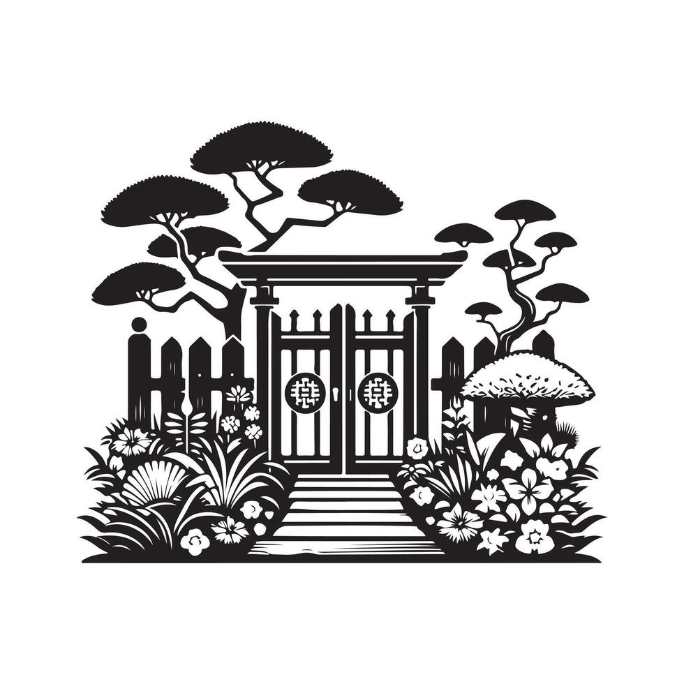 Garden Gate Silhouette Vectors Collection for Print and Digital Media