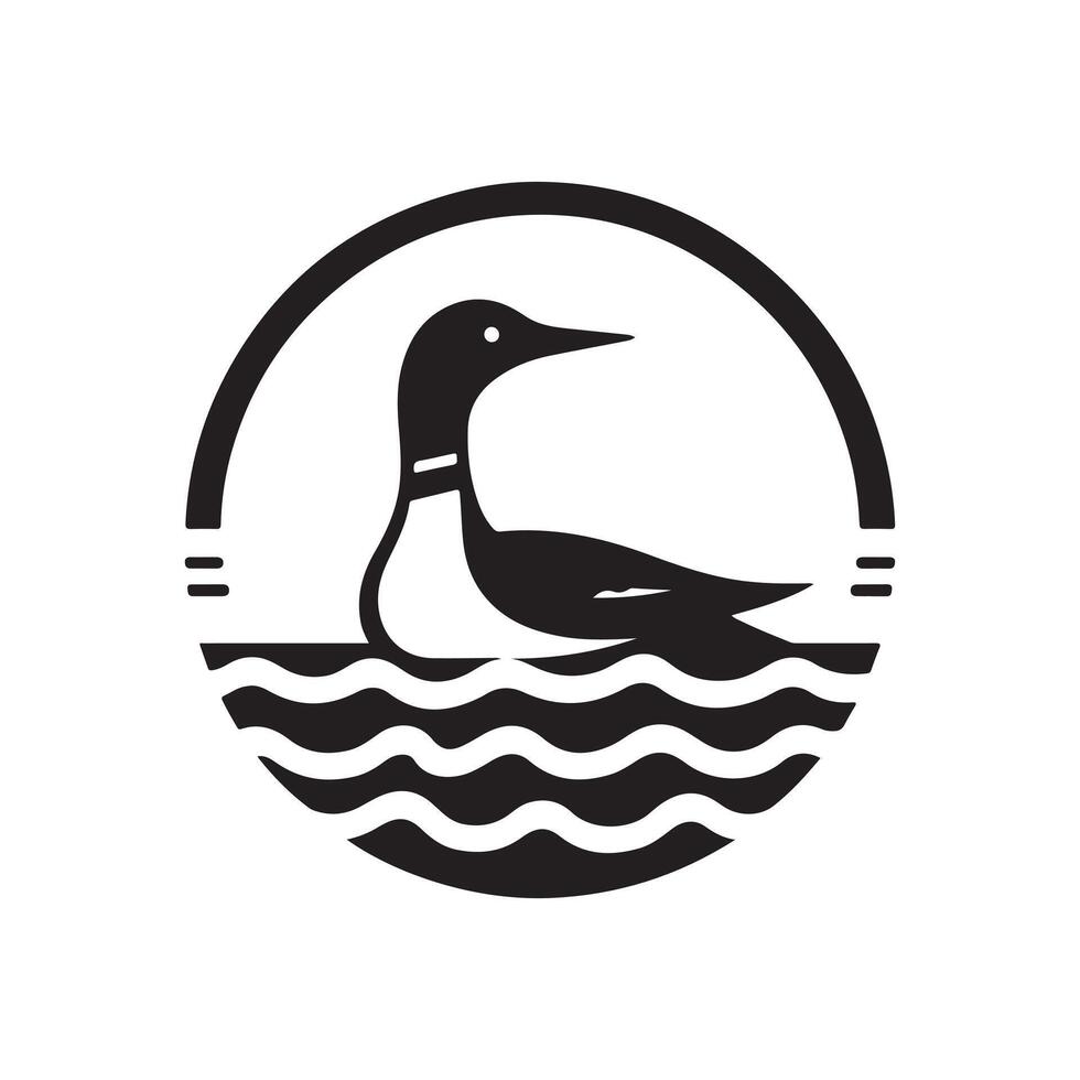 Elegant Common Loon Silhouette Vectors for Eco-Friendly Marketing