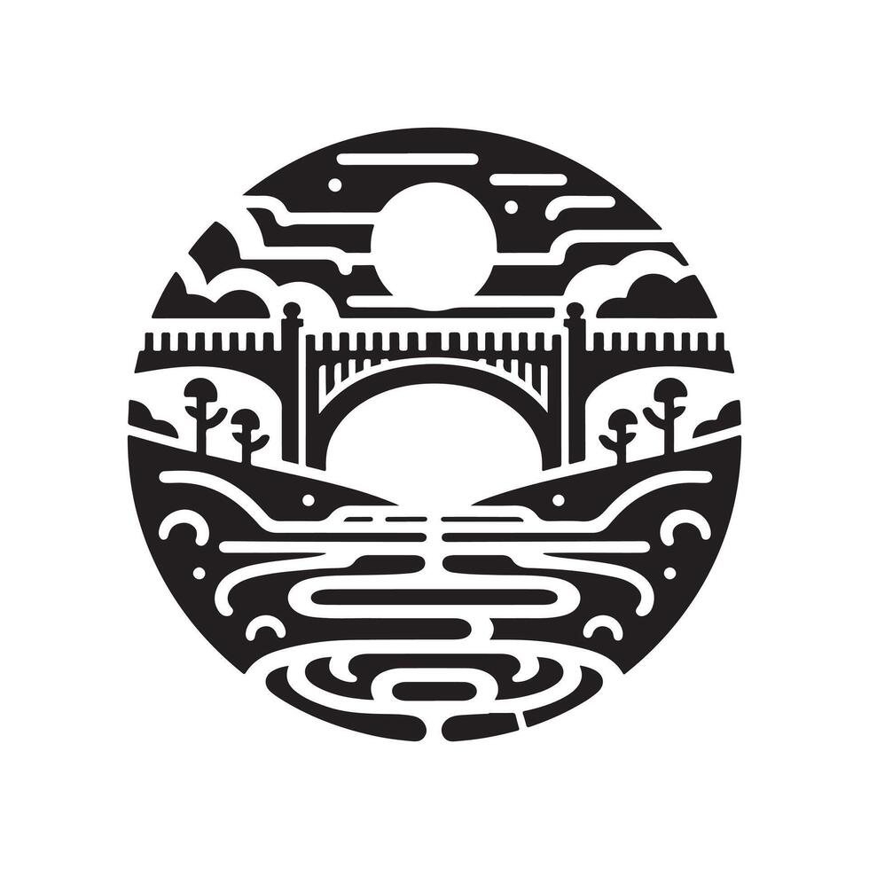 Over Bridge Silhouette Vectors for Transportation and Infrastructure Graphics
