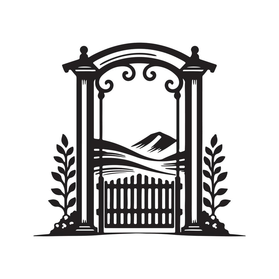 Swing Gate Silhouette Vectors for Custom Signs and Decorative Art