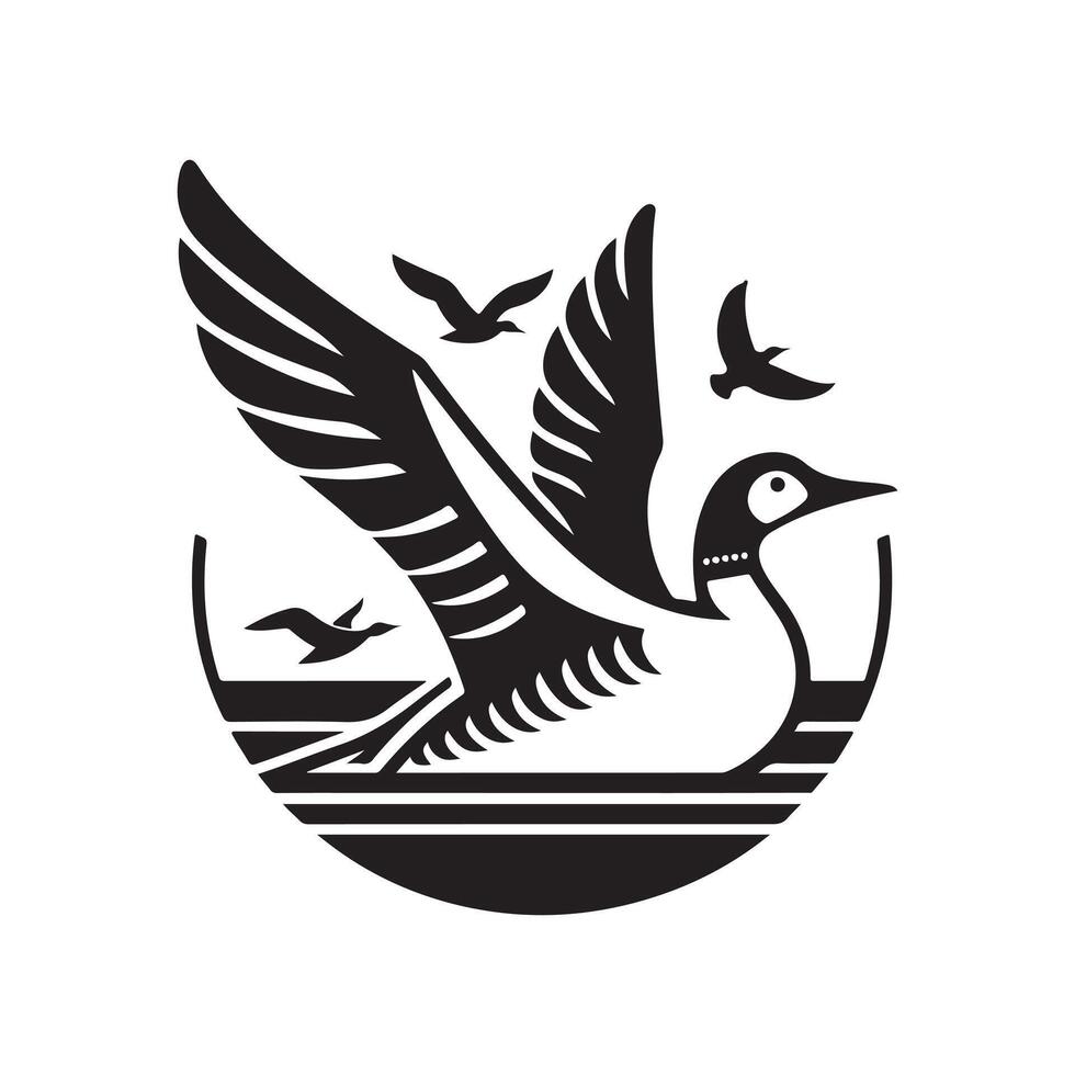 Elegant Common Loon Silhouette Vectors for Lake and Nature Designs