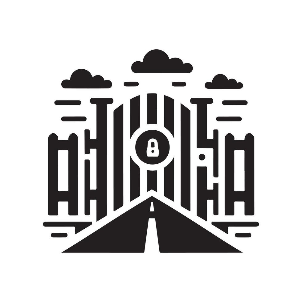 Stylized Security Gate Silhouette Vectors for Professional Infrastructure Projects