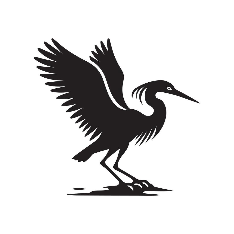 Download Green Heron Silhouette Vectors Illustrations for DIY Graphics
