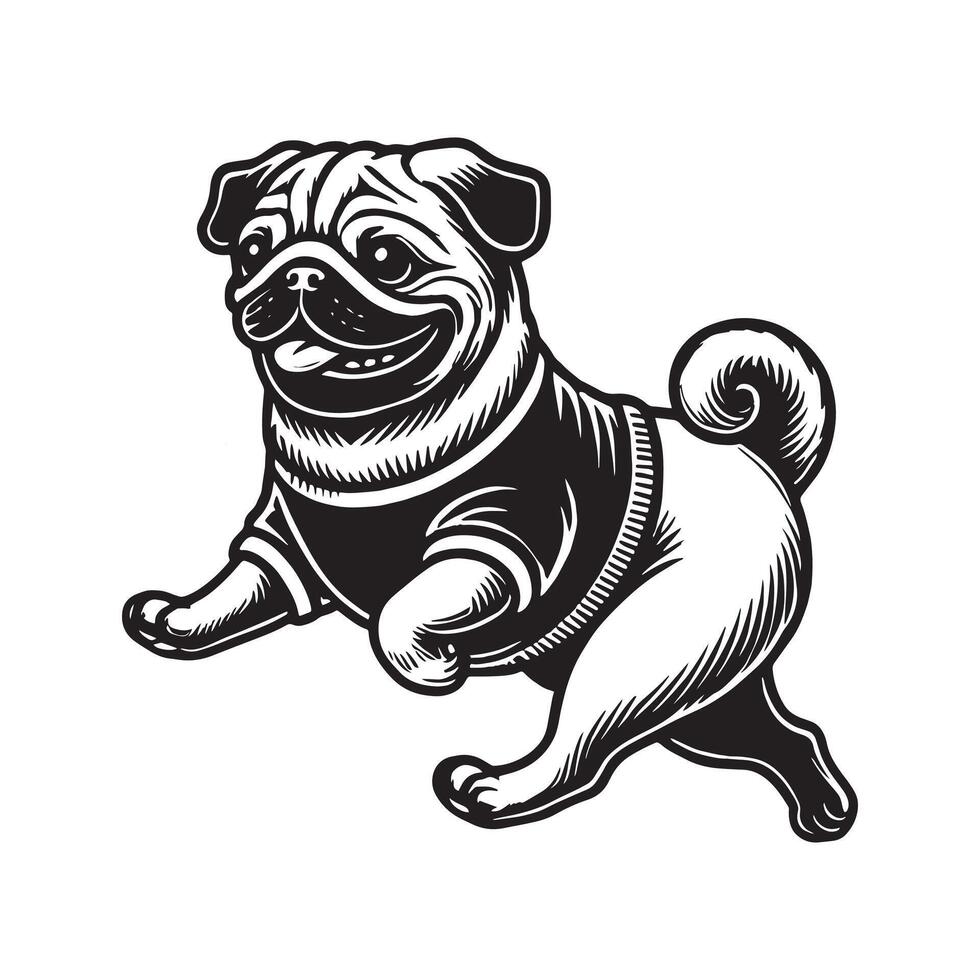 Pug running dog vector