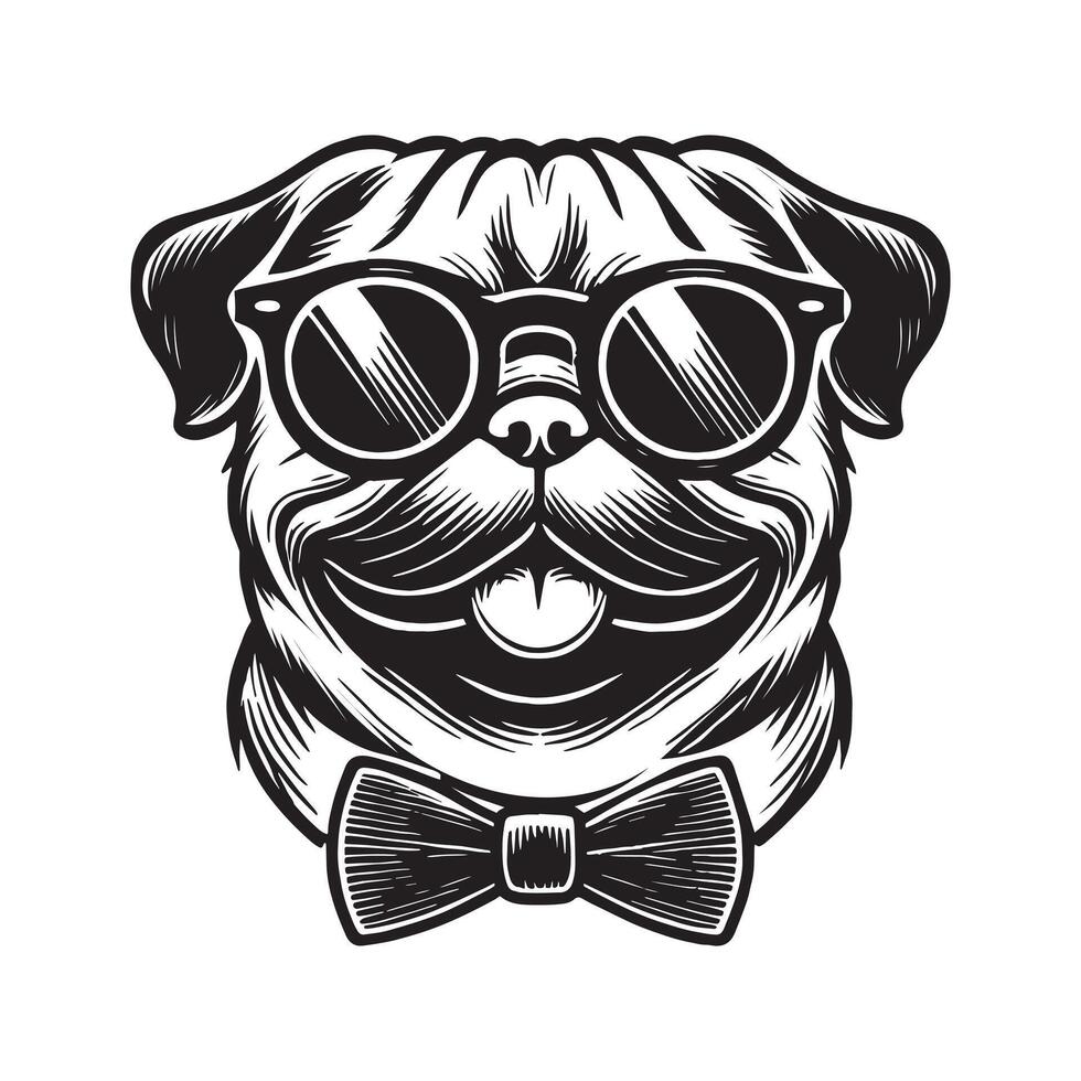 Pug Wearing Sunglasses dog vector