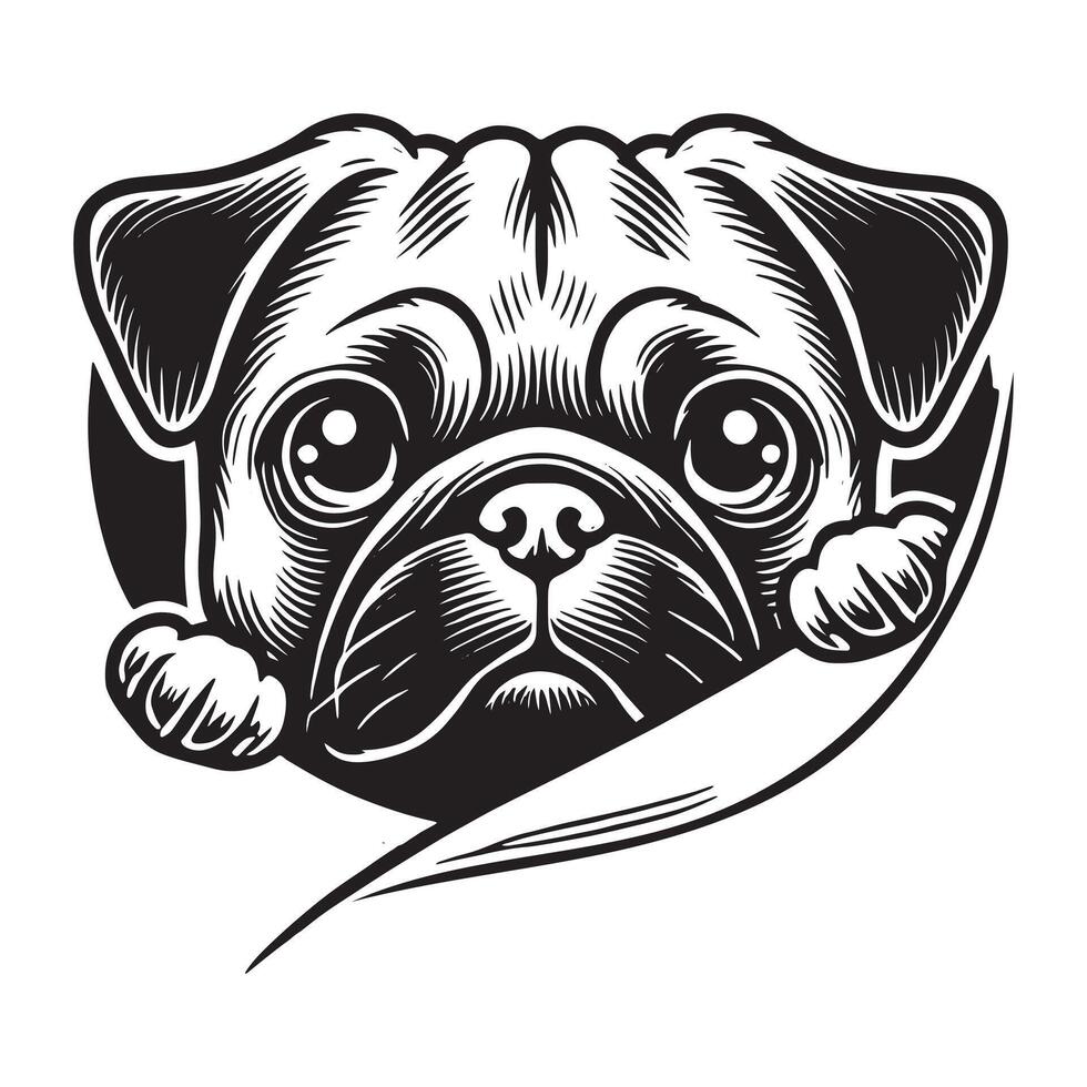 Pug Peeking dog vector