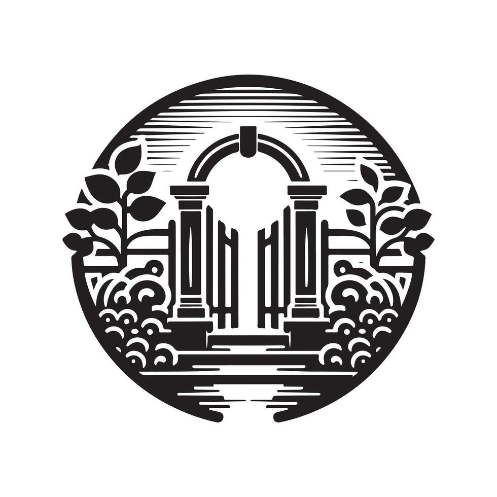 High-Resolution Garden Gate Silhouettes for Professional Applications vector