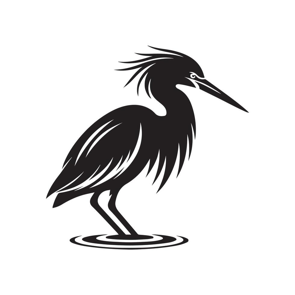 Green Heron Silhouette Vectors for Photography and Visual Content