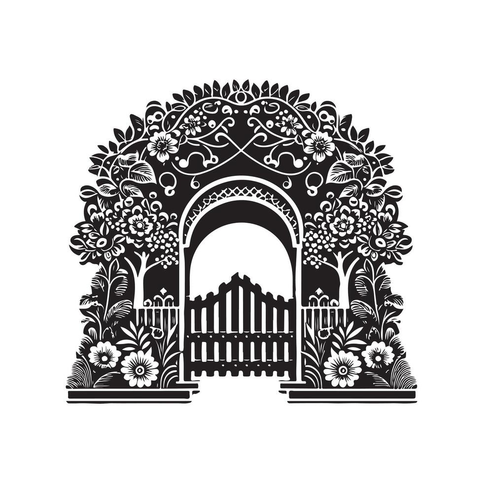 Timeless Garden Gate Silhouette Vectors for Classic and Modern Themes