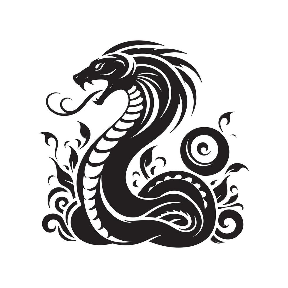 High-Resolution King Cobra Silhouette Vectors for Print and Web