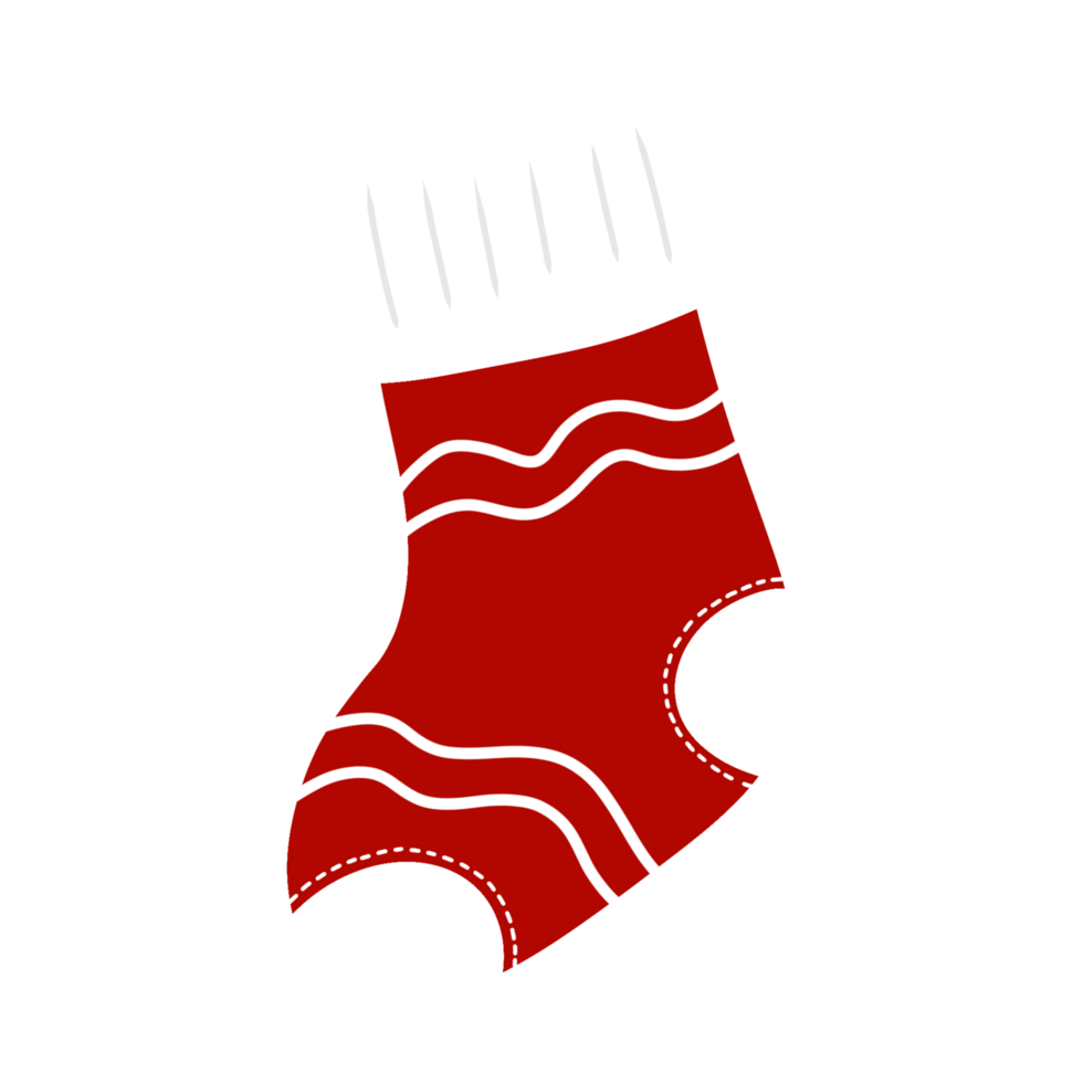 Christmas socks with doodle inside element on transparent background. png