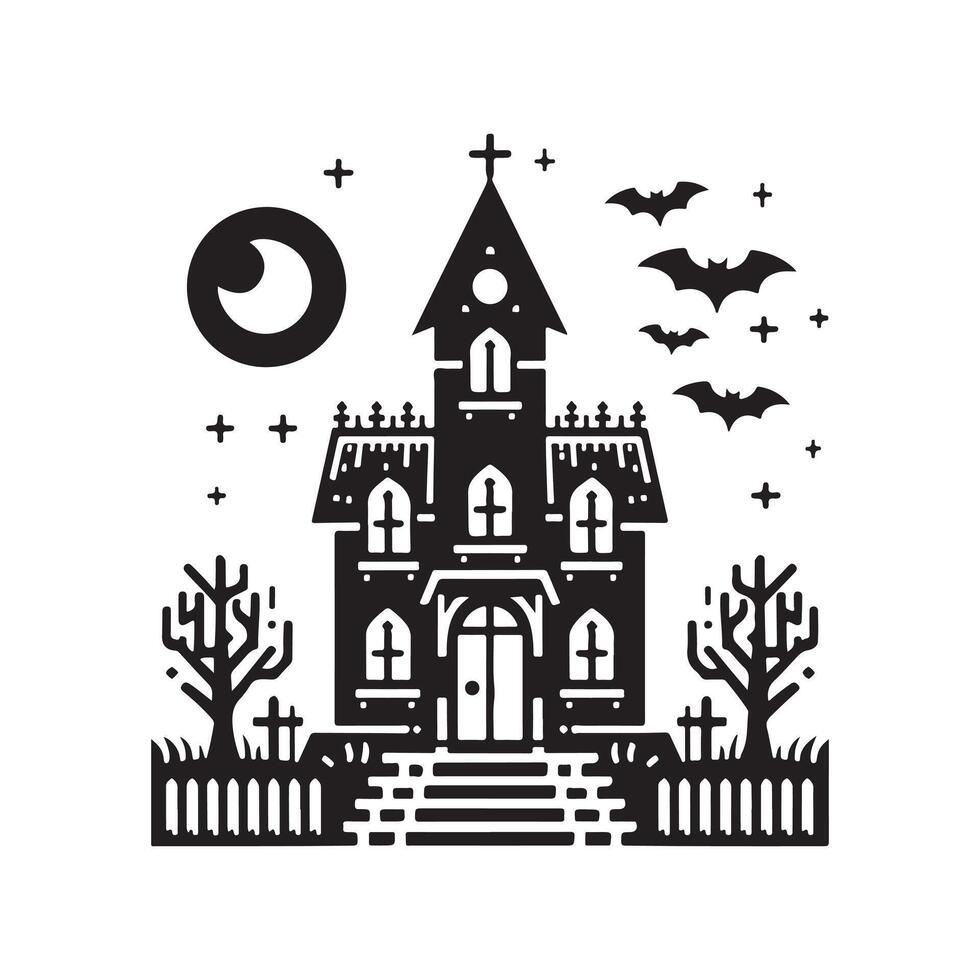 Haunted House Silhouettes Ready for Instant Download and Use vector