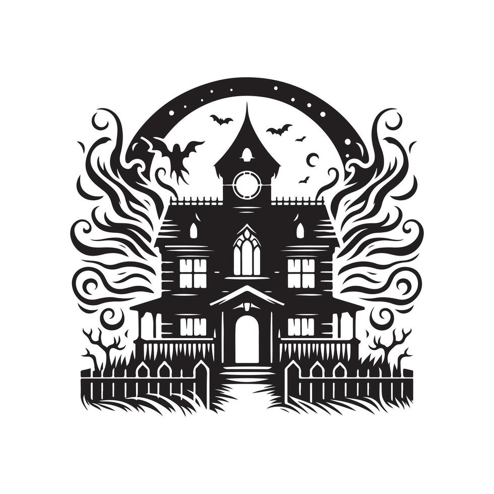 Timeless Haunted House Silhouette Vectors Illustrations for Seasonal Graphics