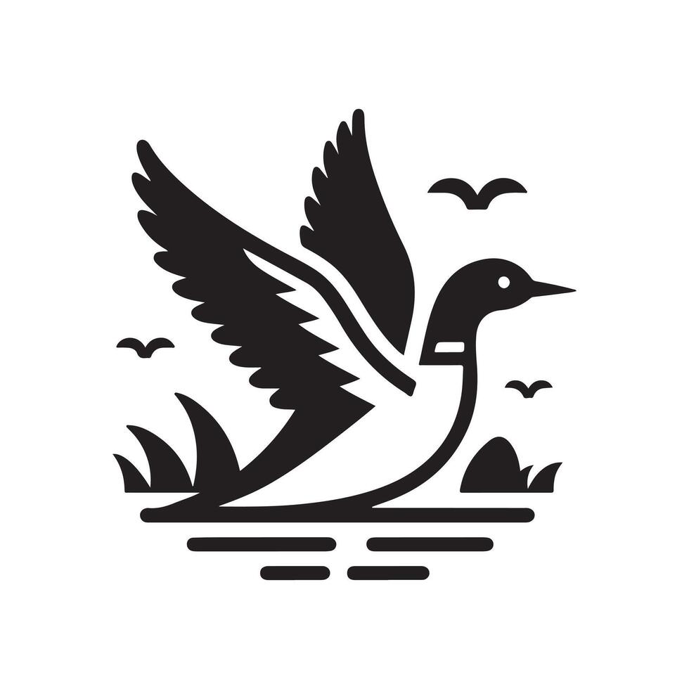 High-Resolution Common Loon Silhouette Vectors for Professional Artwork