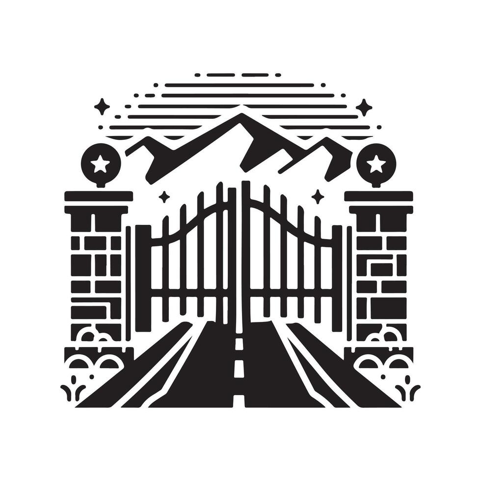 Stylized Driveway Gate Silhouettes for Modern Architecture Concepts vector