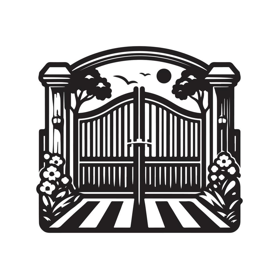 Download Driveway Gate Silhouettes for Your Next Big Project vector