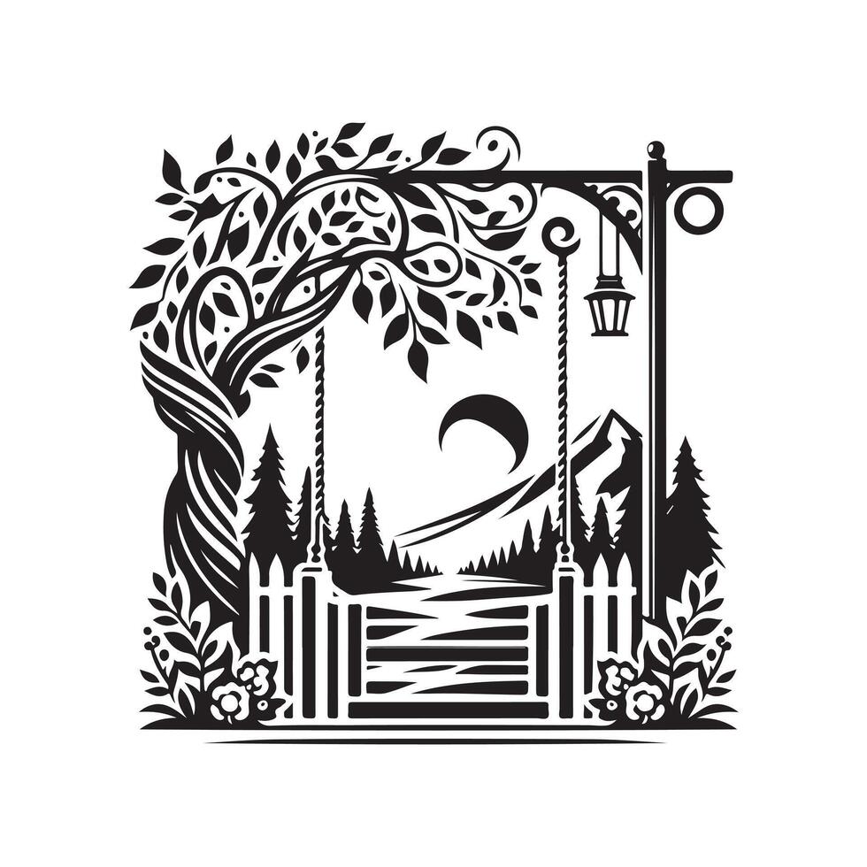 Swing Gate Silhouette Vectors Great for Construction and DIY Plans