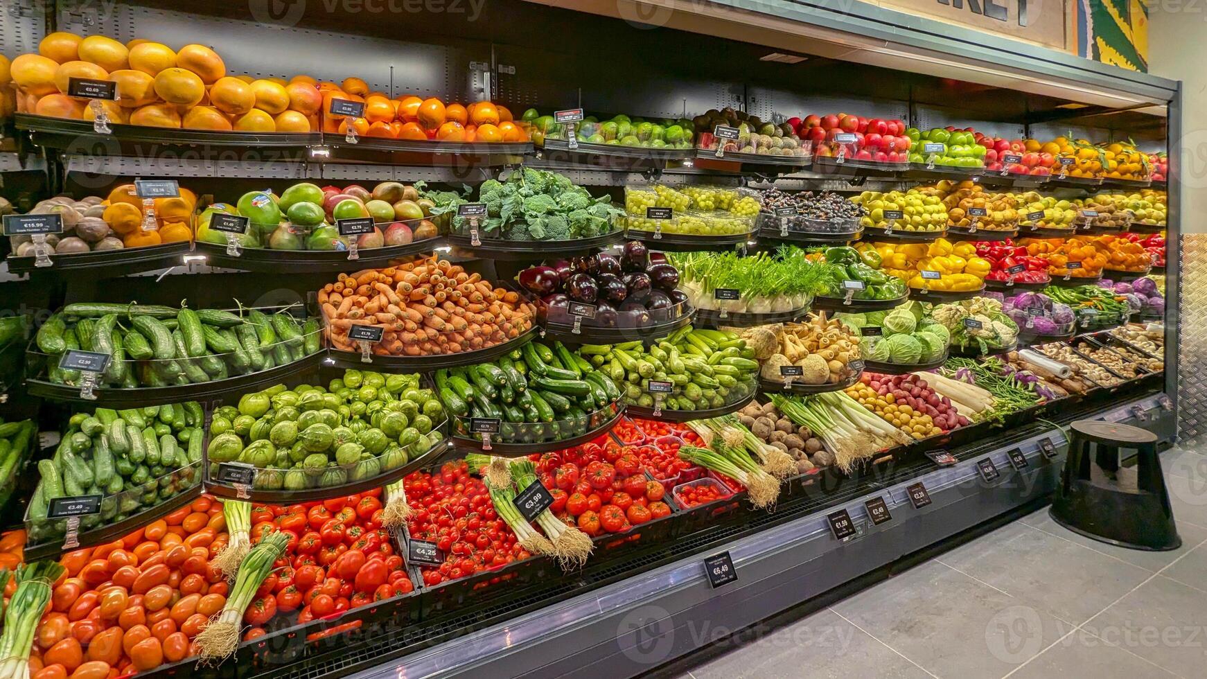 Colorful Fresh Produce Display in Grocery Store photo