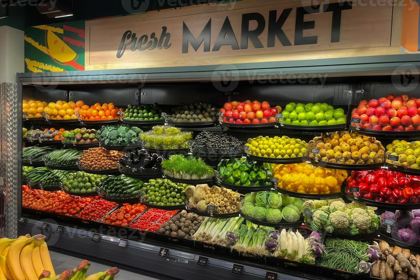 Vibrant Fresh Produce Section in Grocery Store photo