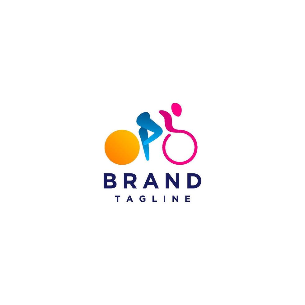 Colorful Simple Abstract Cyclist Silhouette Logo Design. Simple Bike Racer Icon Silhouette Logo Design. vector