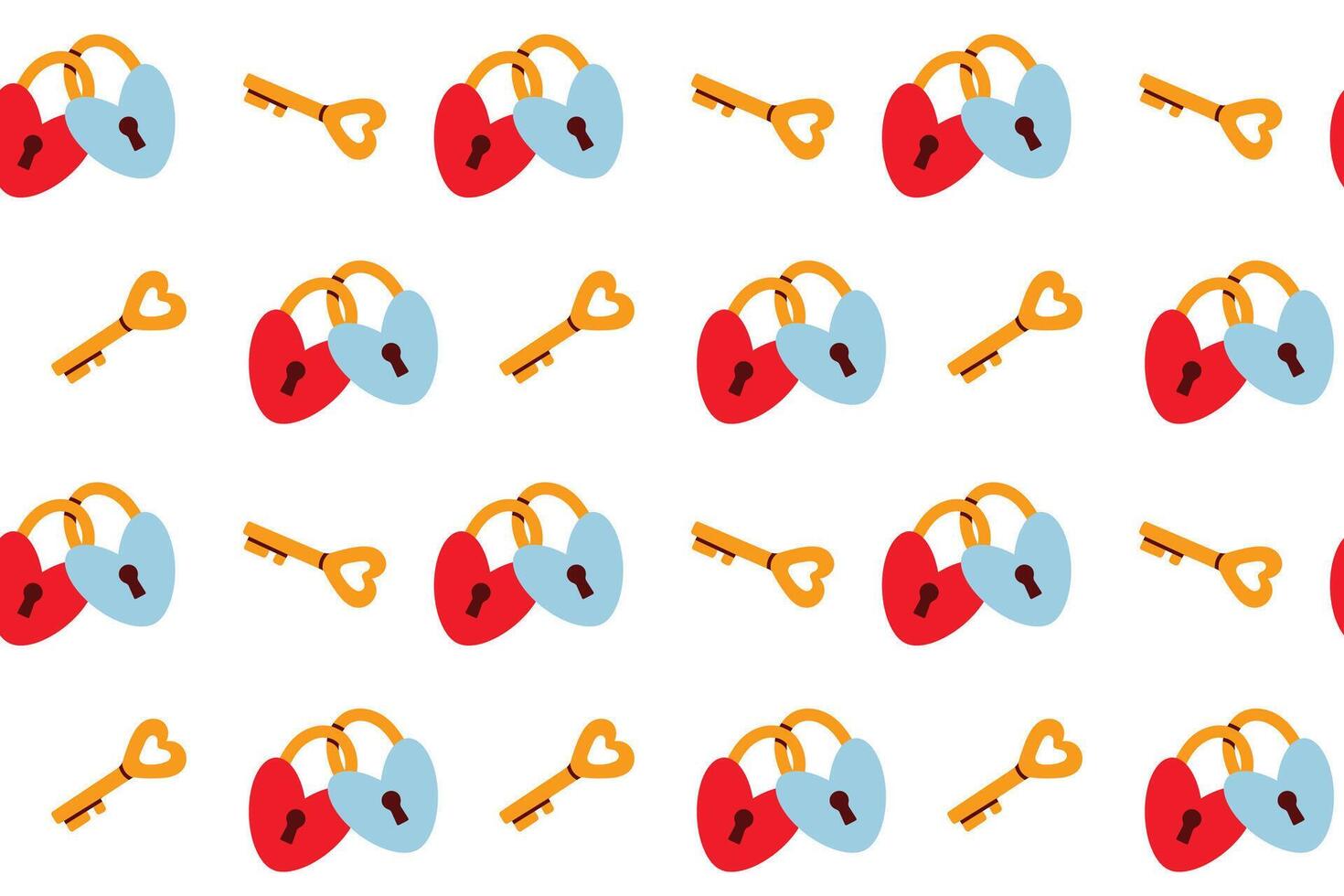 Seamless pattern with heart shaped padlocks. Flat illustration. vector