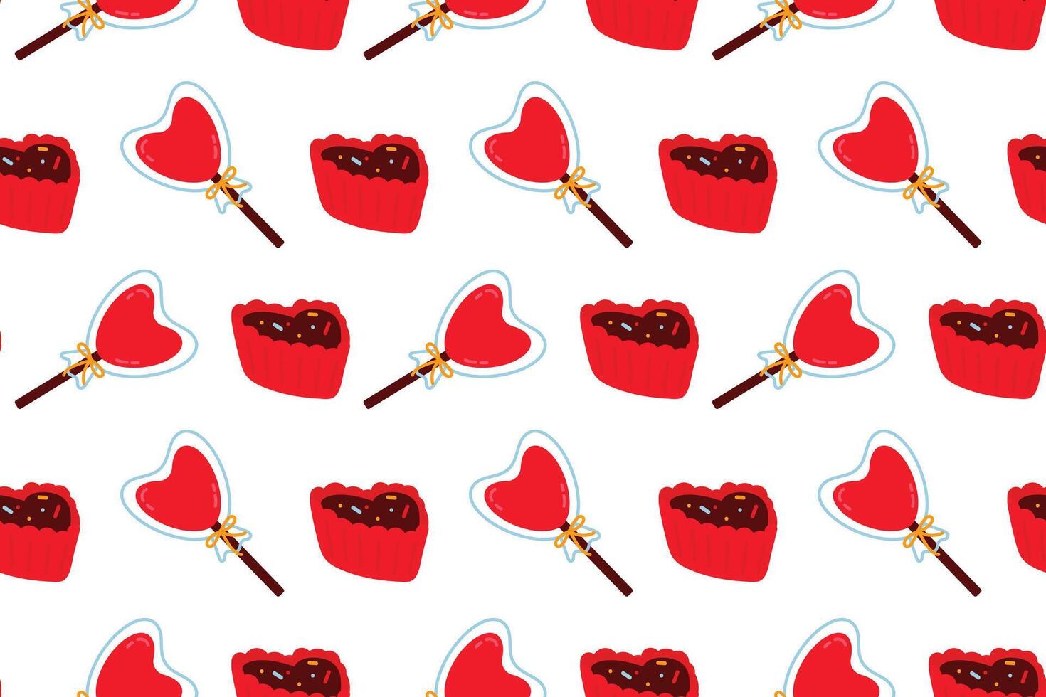 Valentine's day seamless pattern with chocolate candies. Flat illustration vector