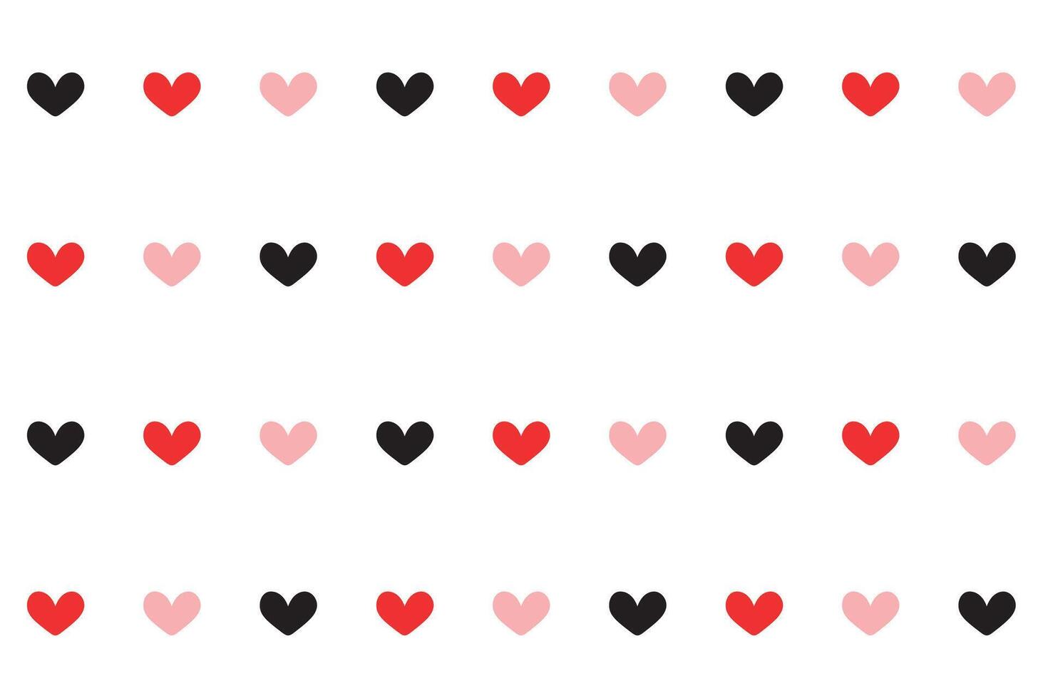 Cute seamless pattern with red and black hearts on a white background vector