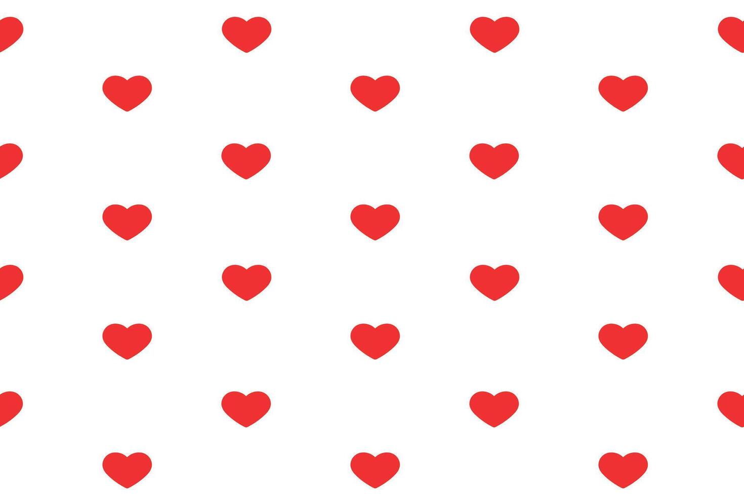 Cute seamless pattern of red hearts on white background. Flat illustration. vector