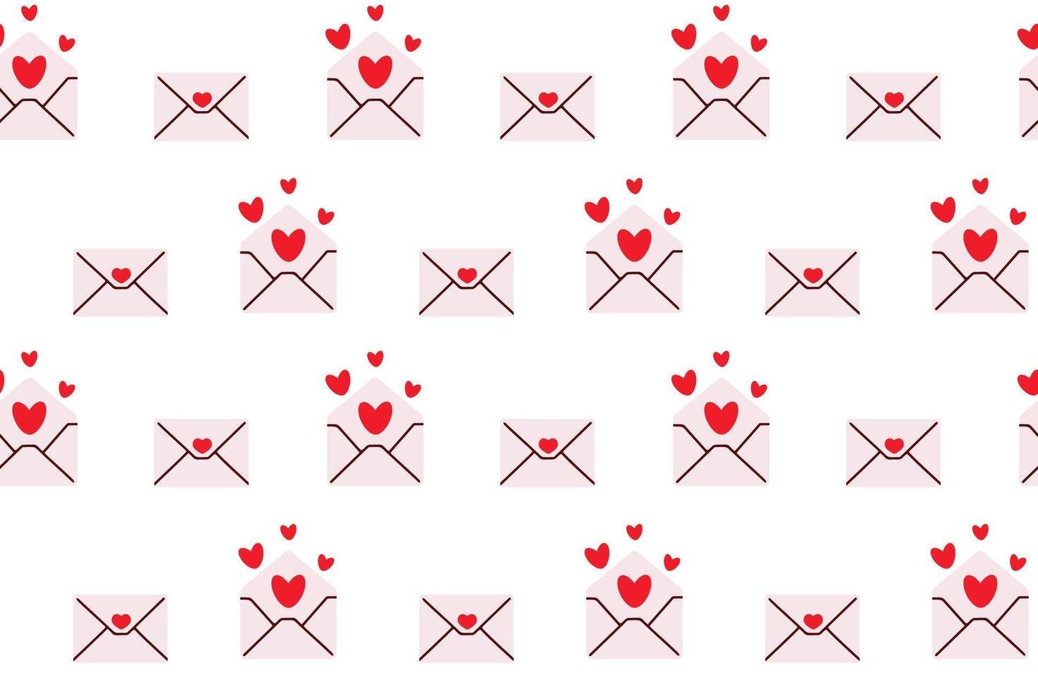 Valentine's day seamless pattern with envelope and hearts. Flat illustration. vector