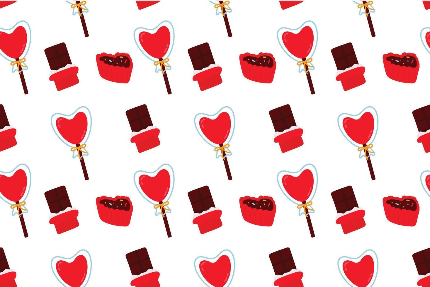 Valentine's day seamless pattern with chocolate candies. Flat illustration vector