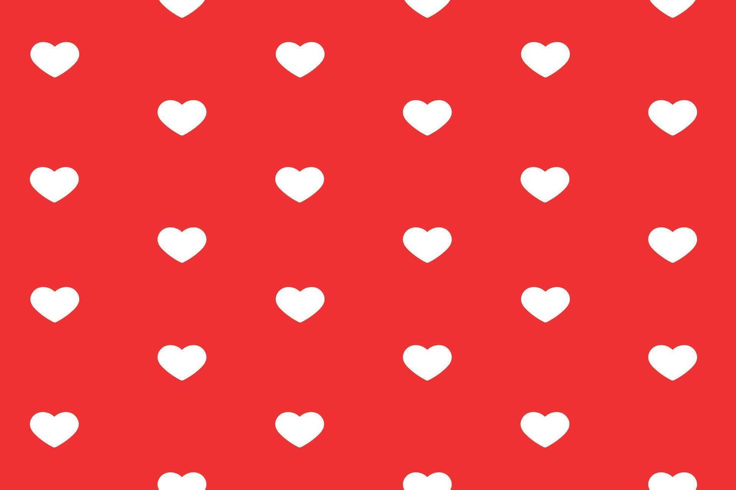 Seamless pattern with white hearts on red background. Flat illustration. vector