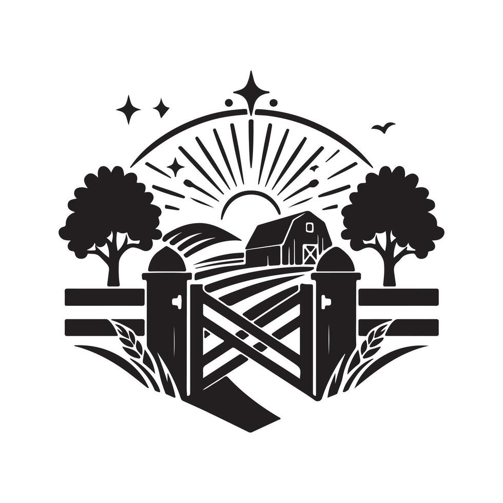 Farm Gate Silhouette Vectors Collection for Rustic Logo Designs