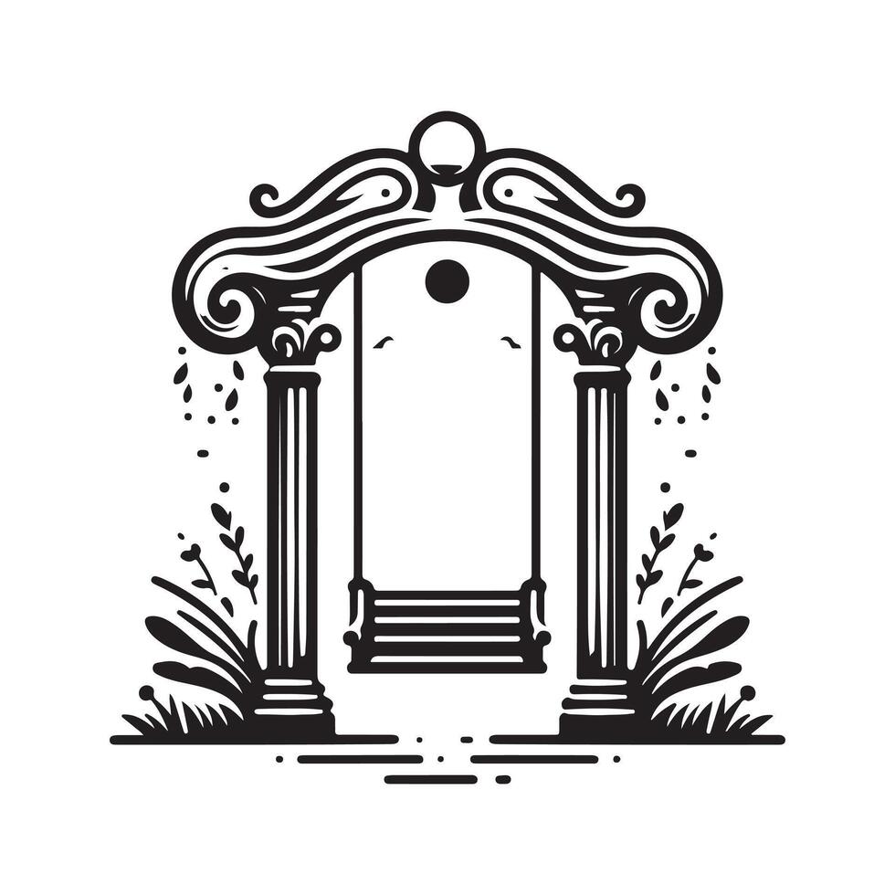 Swing Gate Silhouette Vectors for Ornamental Fence Graphics