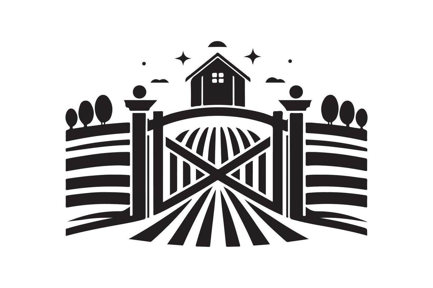 Vintage Farm Gate Silhouettes Great for Rural Graphic Design Needs vector