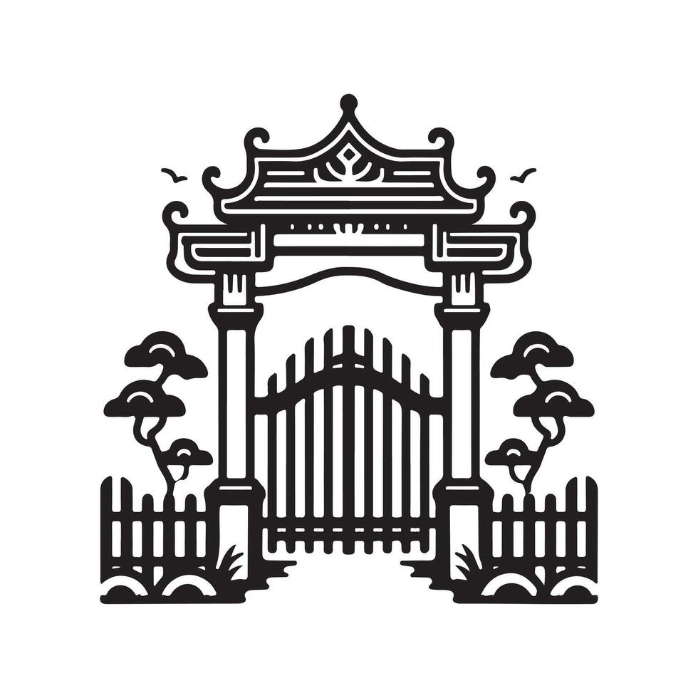 Swing Gate Silhouette Vectors Illustrations for Unique Creative Projects