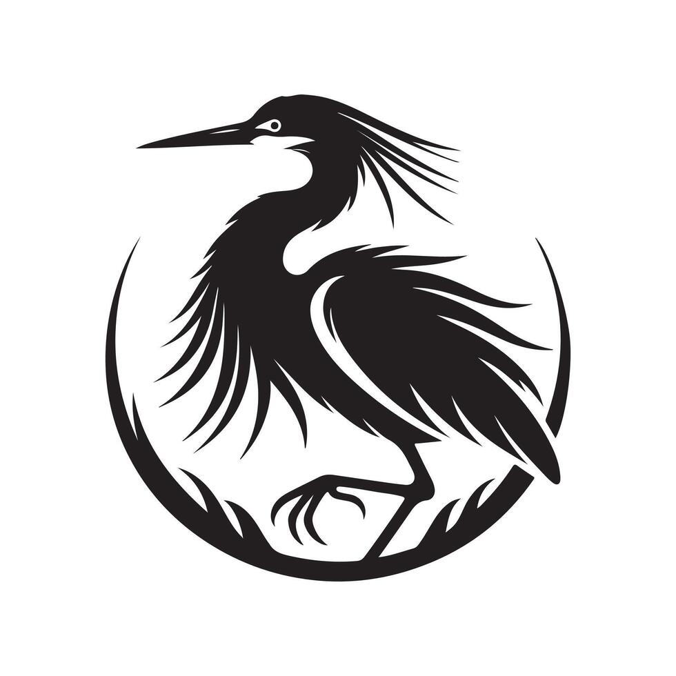 Elegant Green Heron Silhouette Vectors Art for Professional Projects