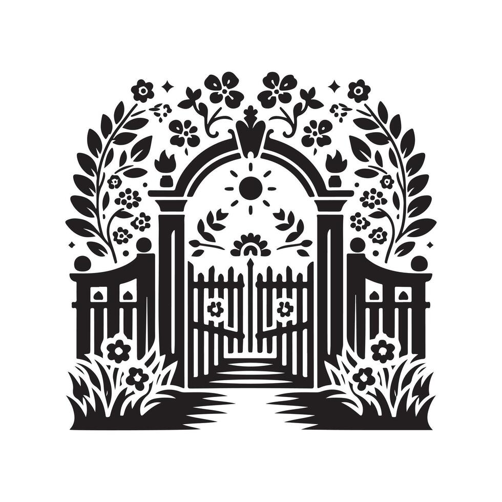 Unique Garden Gate Silhouette Vectors Pack for Your Design Needs