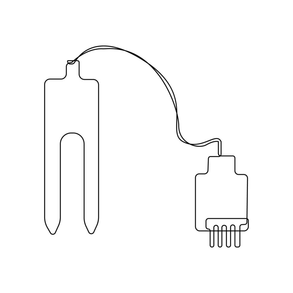 Simple hand-drawn soil moisture sensor line icon. vector