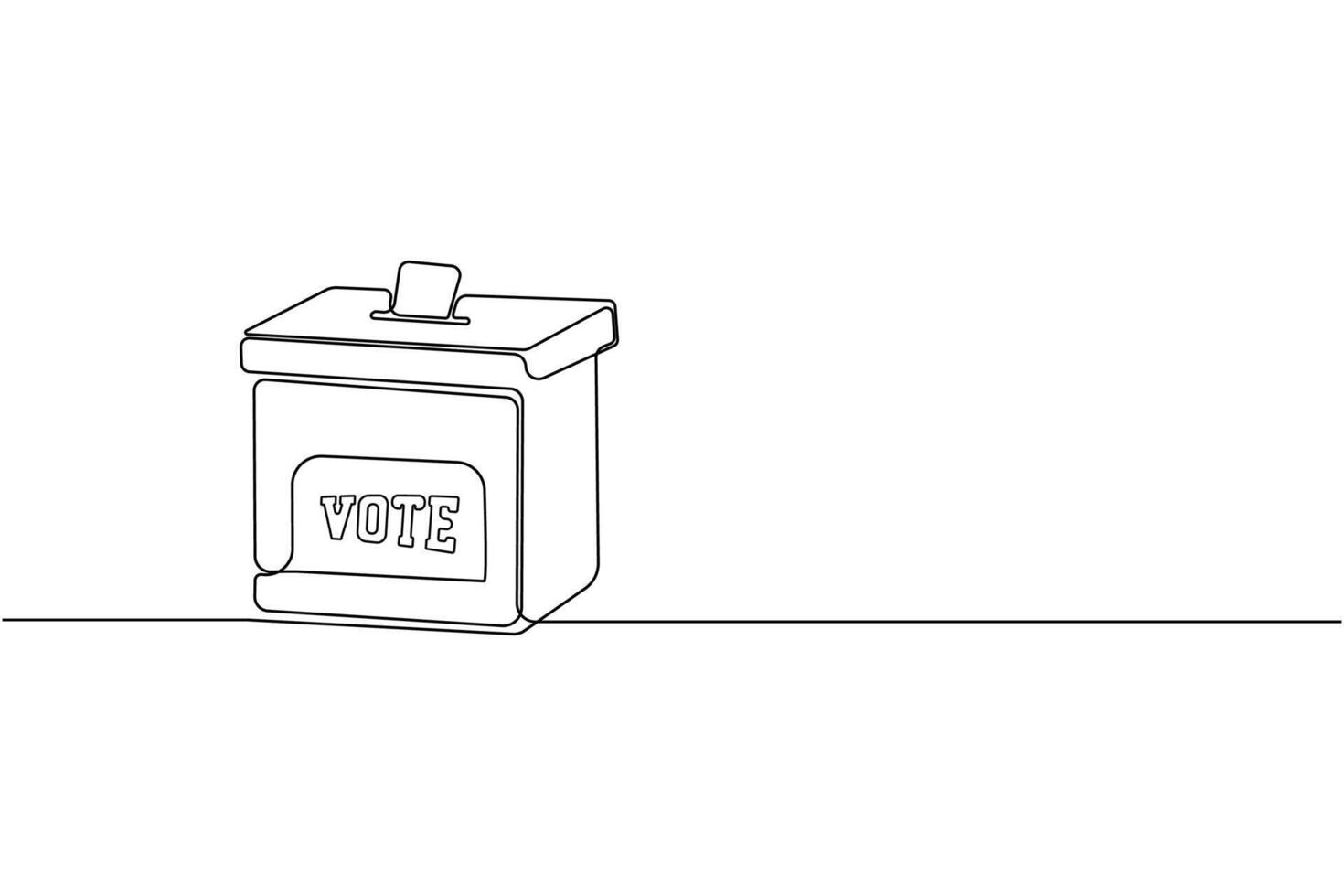 Hand-drawn ballot box continuous line drawing. Vote ballot box outline isolated on white background vector