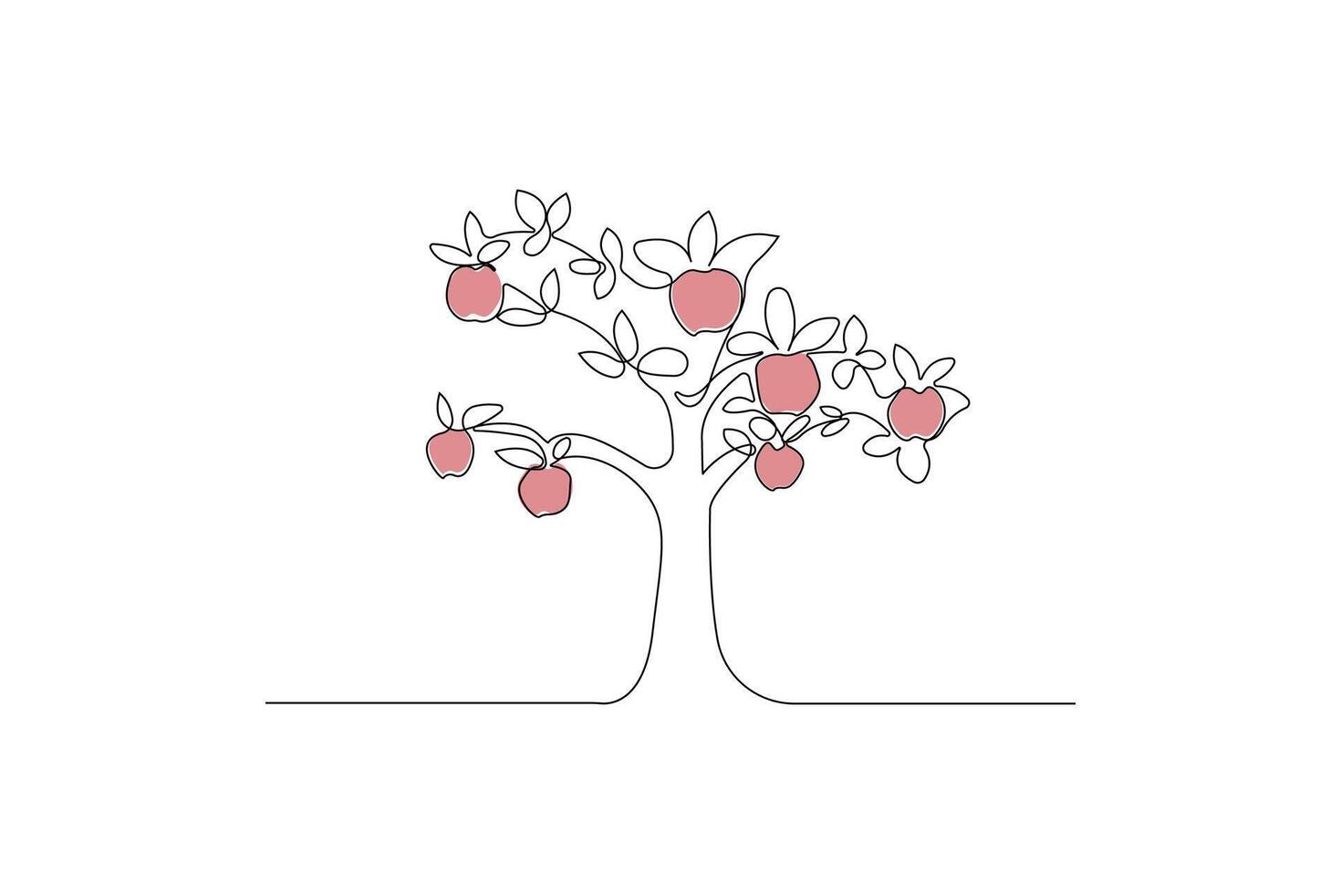 Simple apple tree line art . Tree concept icon. vector