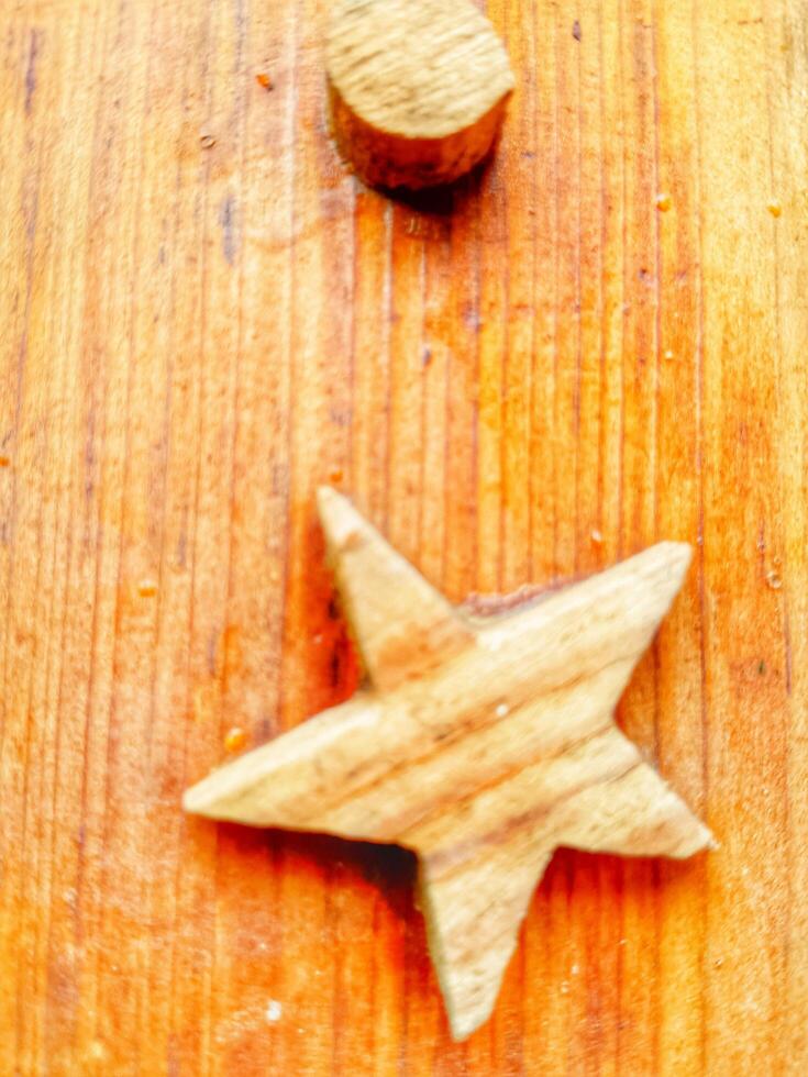 Wood Star ornament for Christmas decoration photo