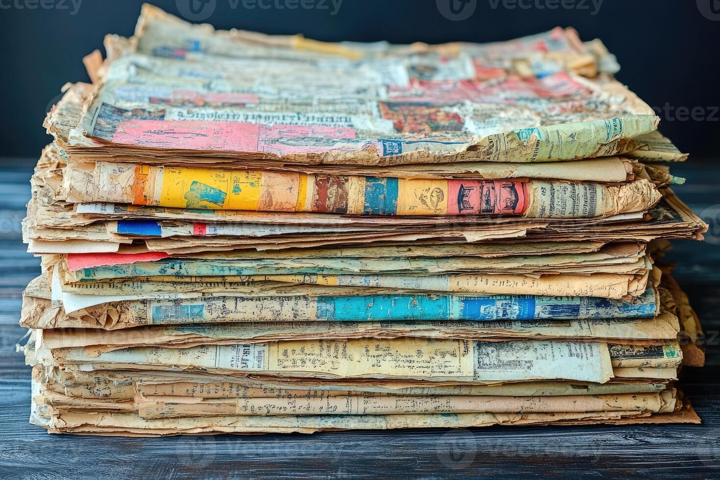 Stack of Old, Worn, and Discolored Paperbacks photo