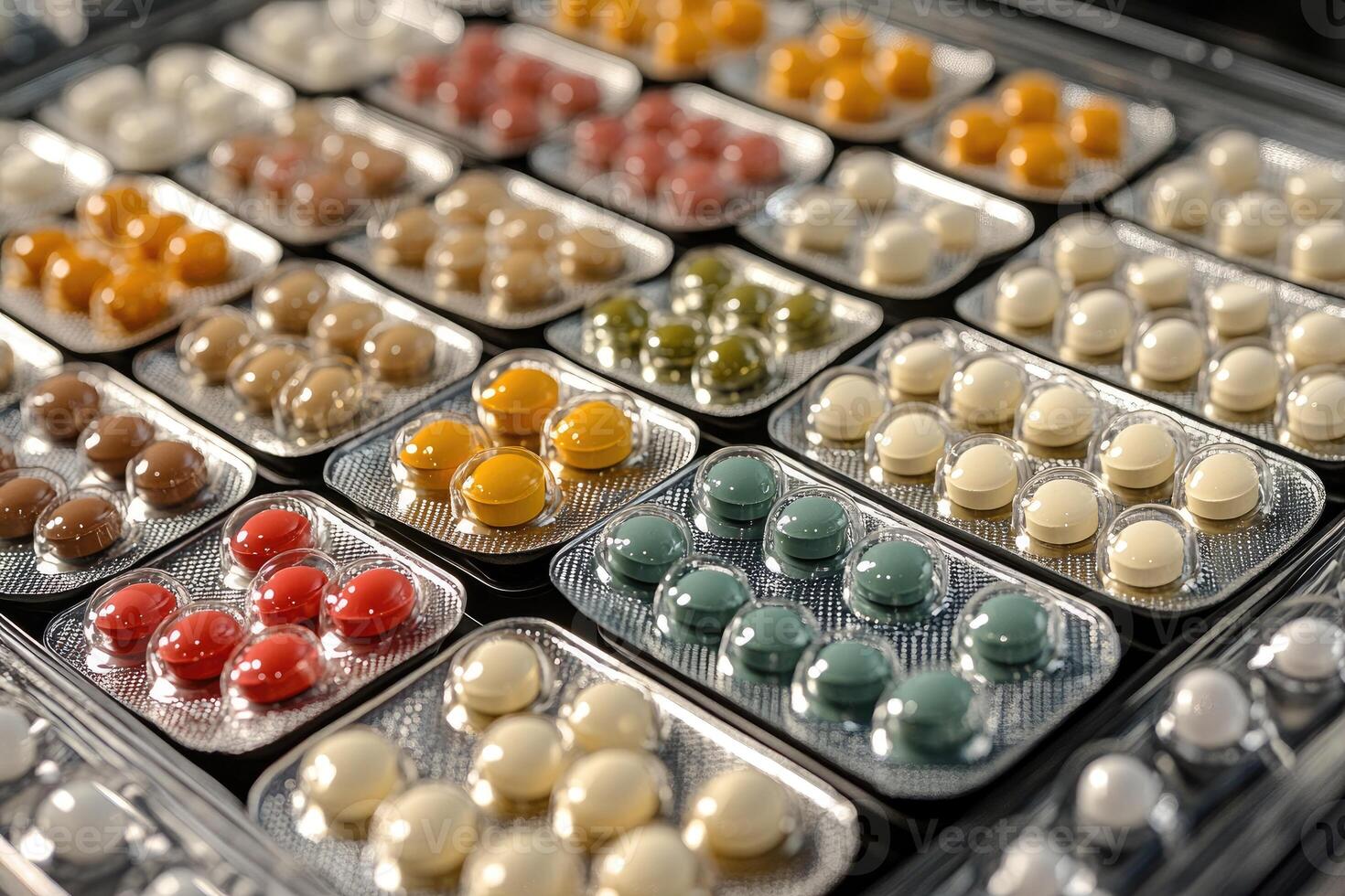 Multiple Blister Packs of Pills in Various Colors photo