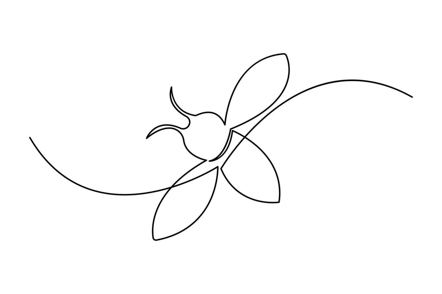 Bee Continuous single line drawing of outline abstract design vector