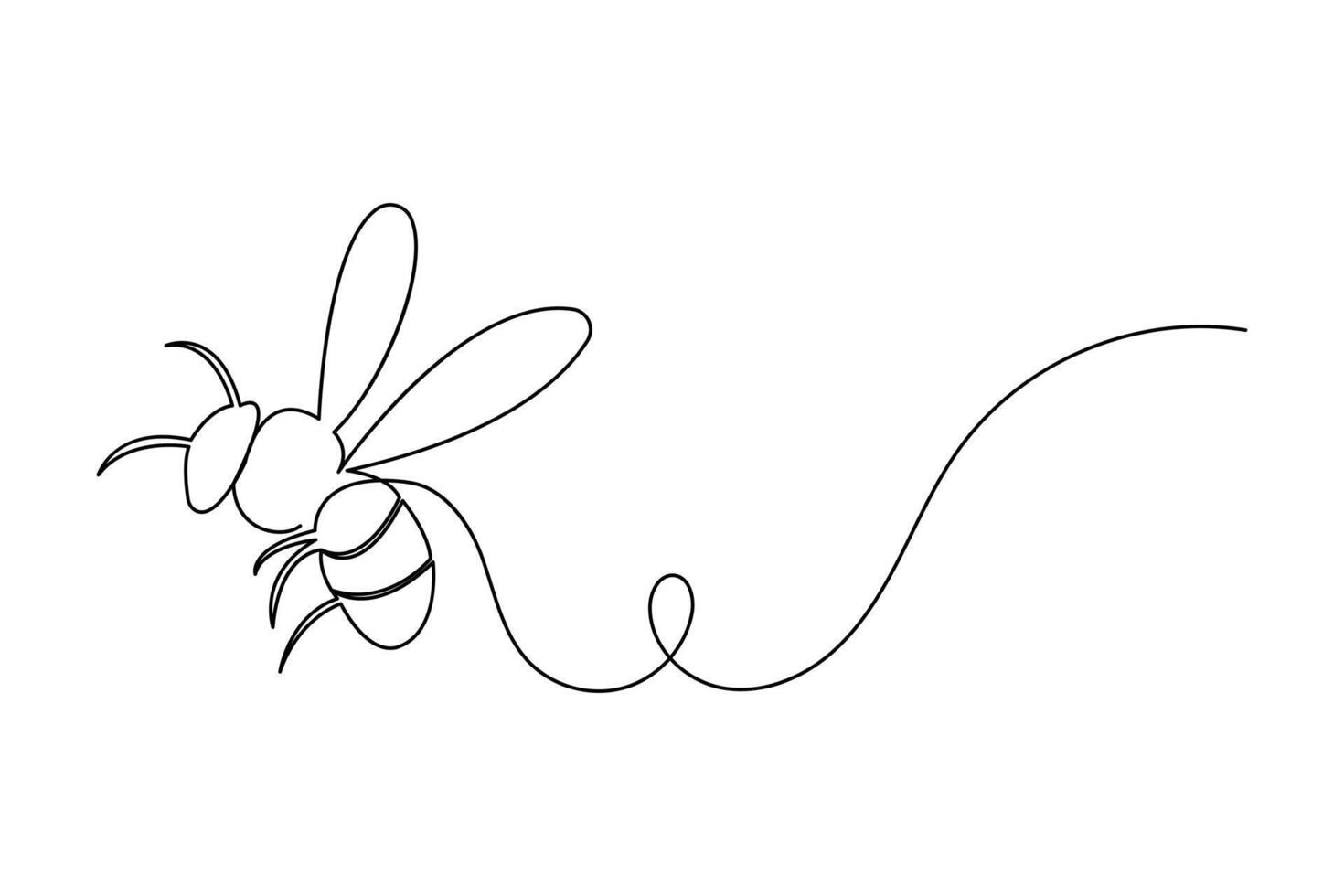 One continuous line drawing of bee linear style Hand drawn minimalism illustration vector