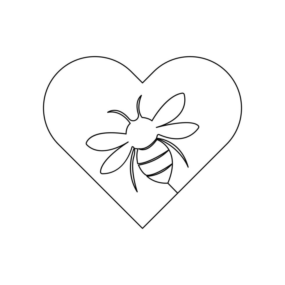 Bee Continuous single line drawing of outline minimalistic style vector