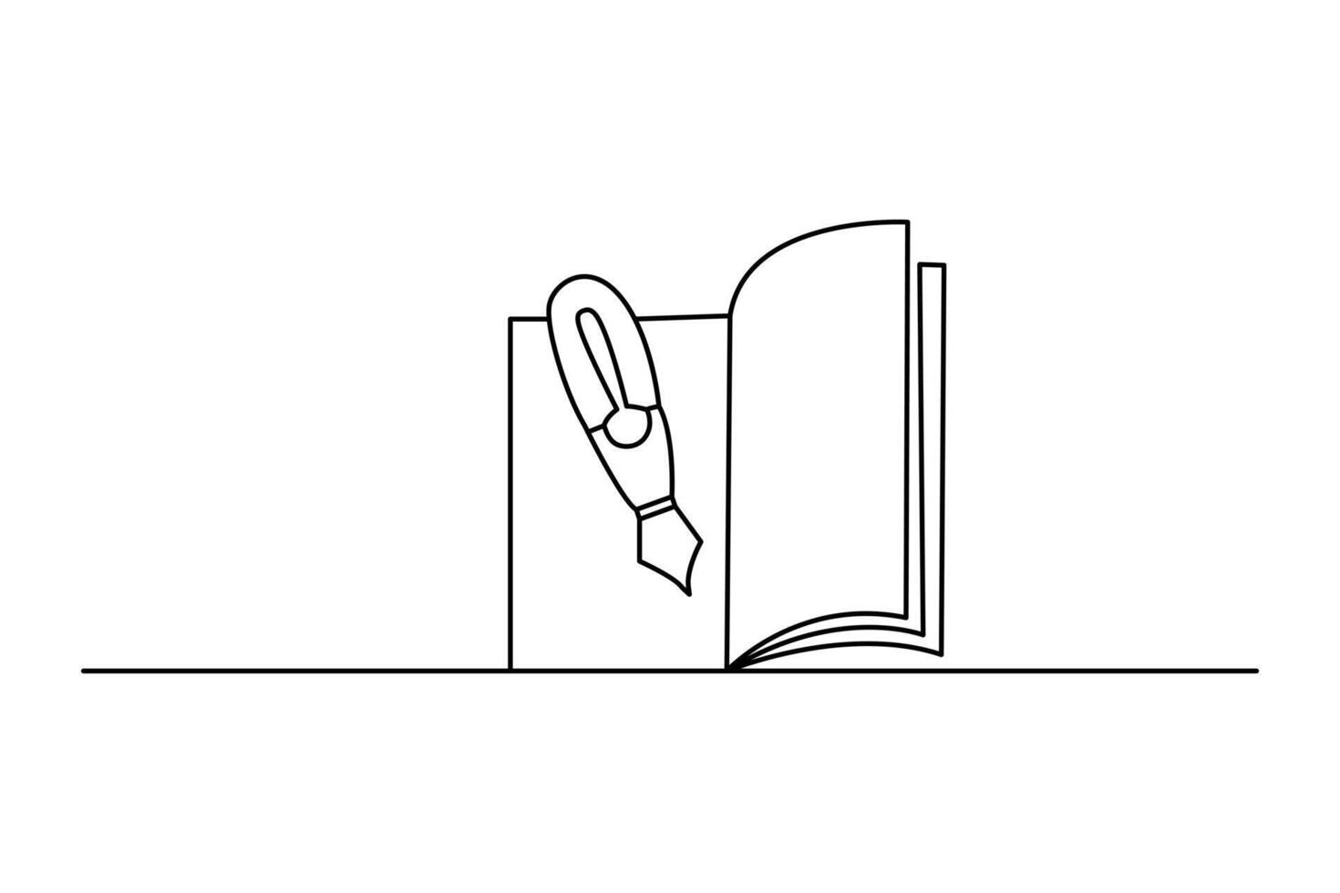 Book single line drawing of outline abstract design black and white background vector